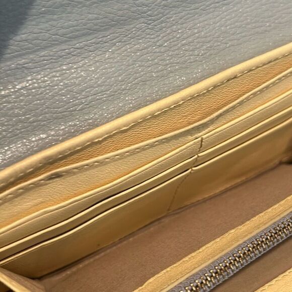 Chloe Calfskin Lily Continental Long Wallet Colorblock Blue Cream And Silver Bow - Picture 7 of 11